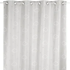 Cortina cinza fluorescente com nuvens 140x250cm
