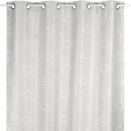 Cortina cinza fluorescente com nuvens 140x250cm