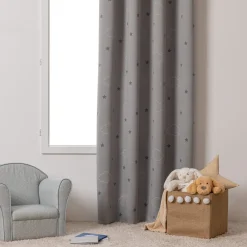 Cortina cinza fluorescente com nuvens 140x250cm