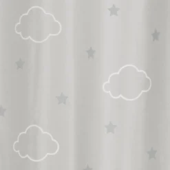 Cortina cinza fluorescente com nuvens 140x250cm