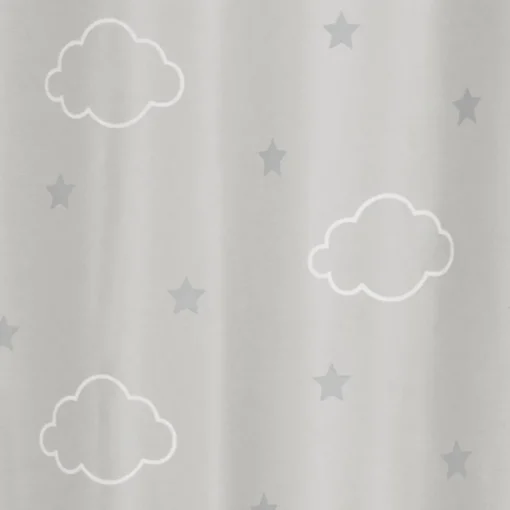 Cortina cinza fluorescente com nuvens 140x250cm