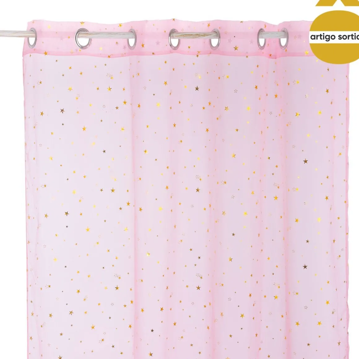 Cortina com estrelas douradas 140x250cm