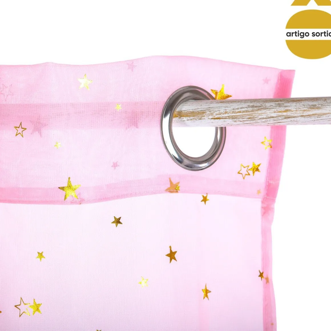 Cortina com estrelas douradas 140x250cm