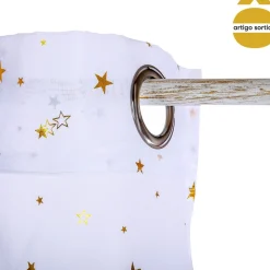 Cortina com estrelas douradas 140x250cm