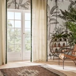 Cortina EXOTIC PANAMA bege e verde caqui 140x260cm
