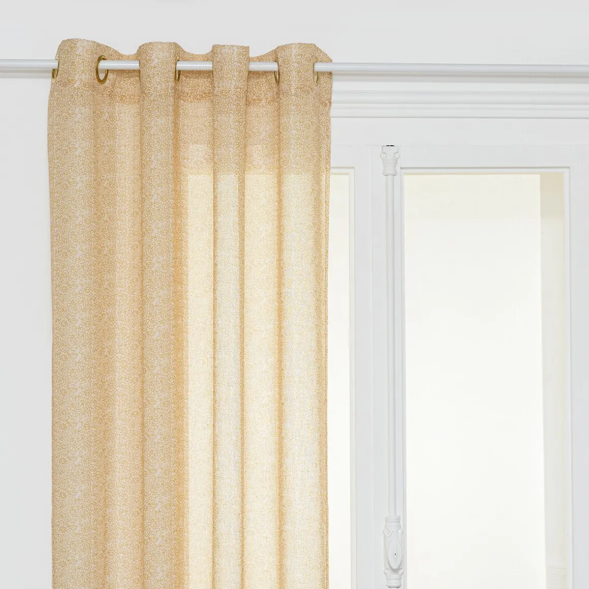 Cortina INDIE bege com flores 140x240cm