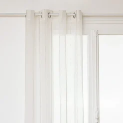 Cortina nata branca com riscas bege 140x240cm