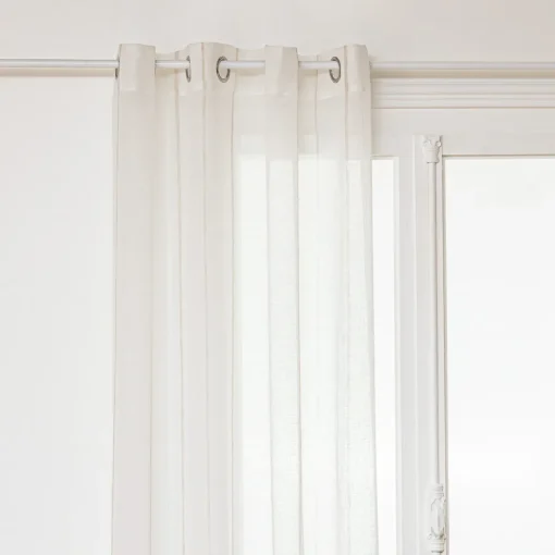Cortina nata branca com riscas bege 140x240cm
