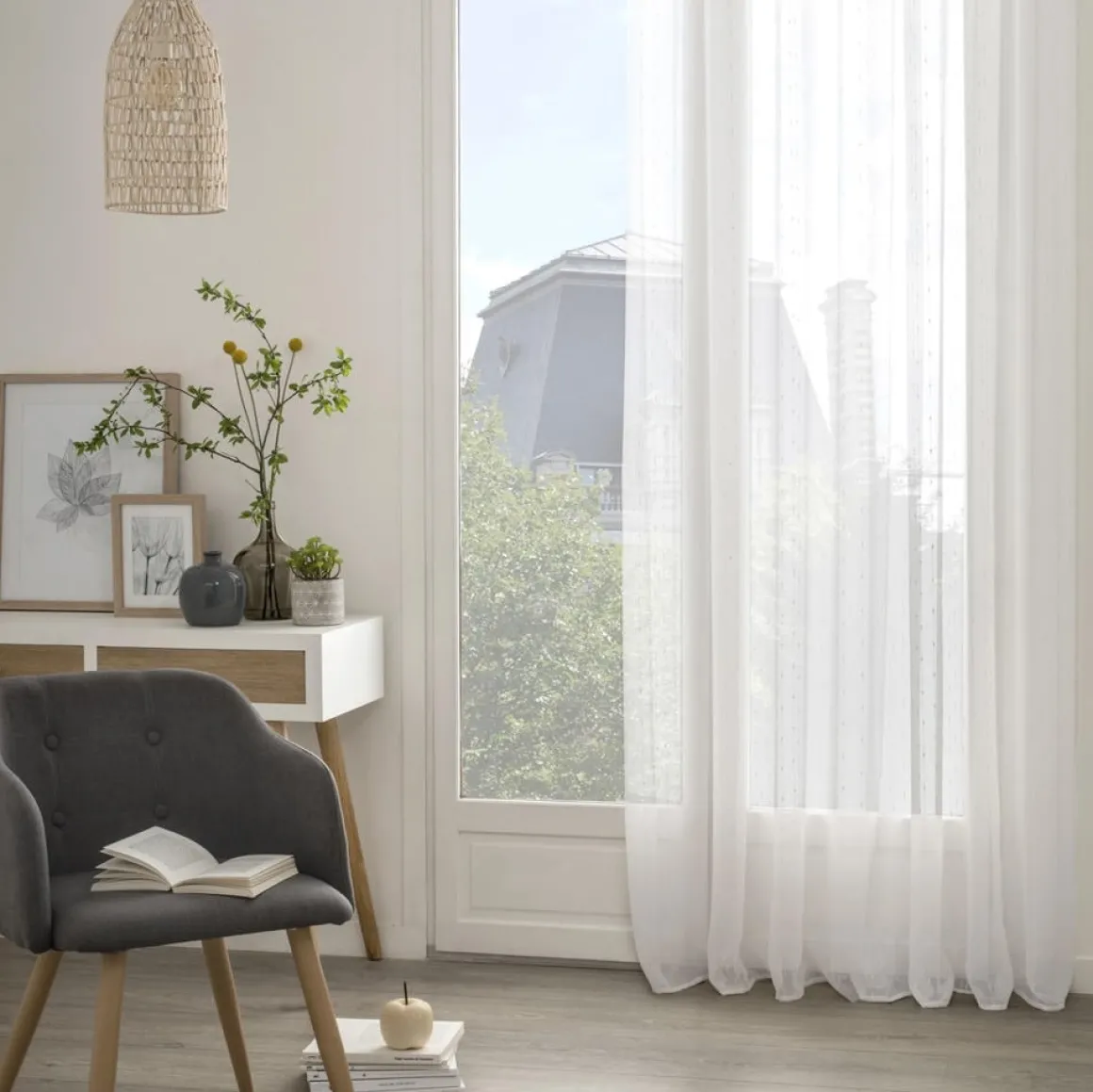 Cortina organza branca 140x240cm