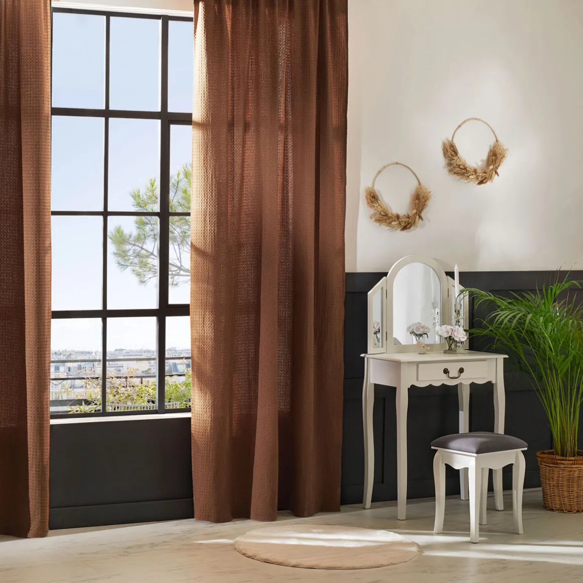 Cortina THE FLORAL waffle terracota 130x260cm