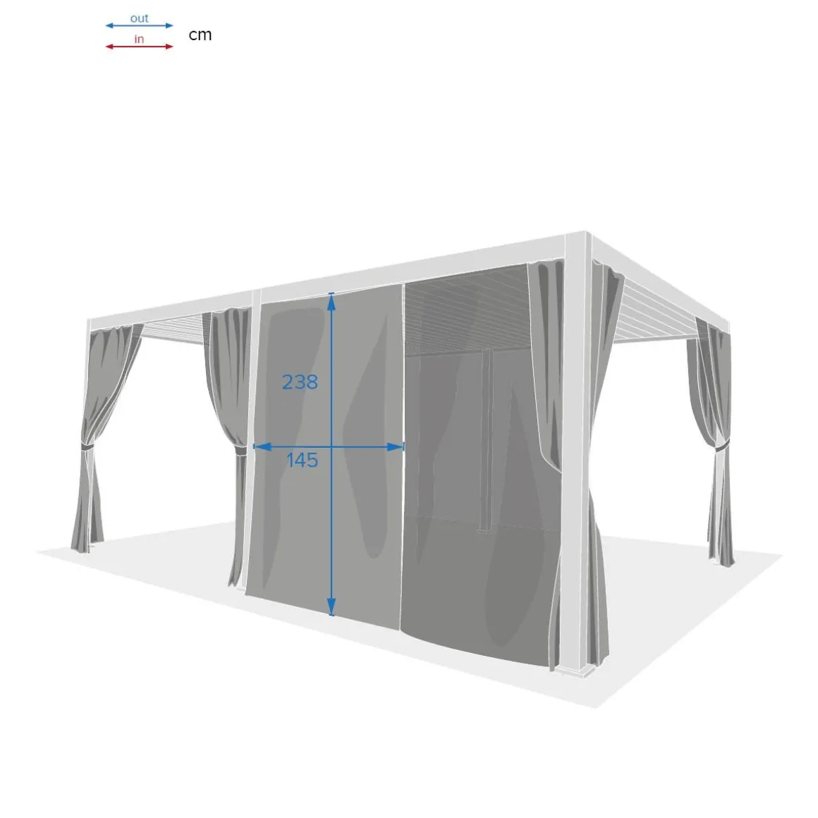 Cortinas e mosquiteiras para pérgola ÉVORA branco 3,6x6m