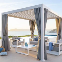 Cortinas e mosquiteiras para pérgola ÉVORA branco 3,6x3,6m