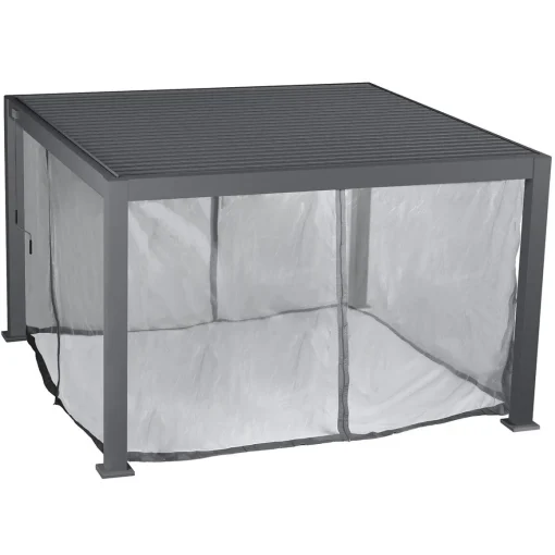 Cortinas e mosquiteiras para pérgola ÉVORA graphite 3,6x3,6m