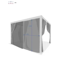 Cortinas e mosquiteiras para pérgola ÉVORA graphite 3,6x3,6m