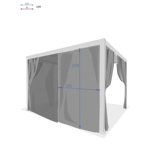 Cortinas e mosquiteiras para pérgola ÉVORA graphite 3,6x3,6m