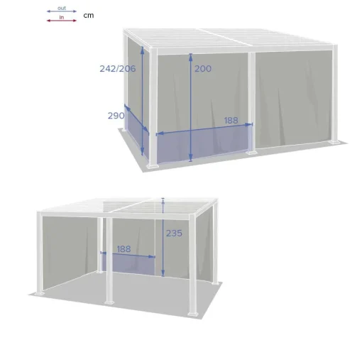 Cortinas para pérgola AVILA cinza ardósia 3x4m