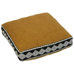 Coxim de chão bordado INUIT ocre e preto 48x48cm