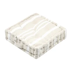 Coxim de chão SOLEIL riscas branco e cru