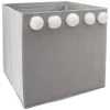Cubo de arrumação cinza com pompons 29cm