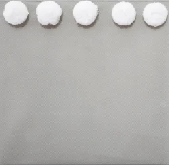 Cubo de arrumação cinza com pompons 29cm