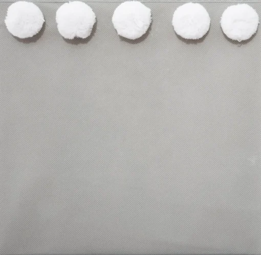 Cubo de arrumação cinza com pompons 29cm