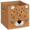 Cubo de arrumação leopardo veludo 29x29cm