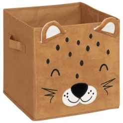 Cubo de arrumação leopardo veludo 29x29cm