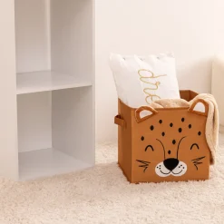 Cubo de arrumação leopardo veludo 29x29cm