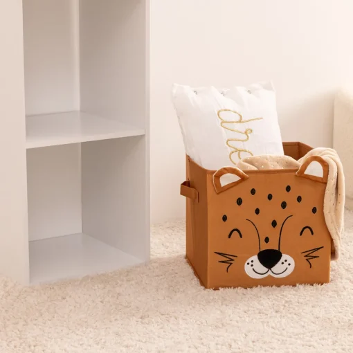 Cubo de arrumação leopardo veludo 29x29cm