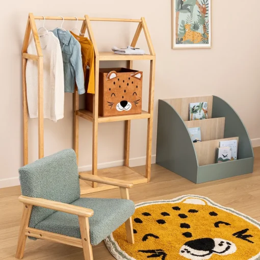 Cubo de arrumação leopardo veludo 29x29cm