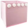 Cubo de arrumação rosa com pompons 29cm
