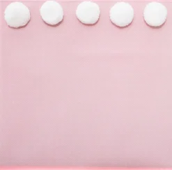 Cubo de arrumação rosa com pompons 29cm