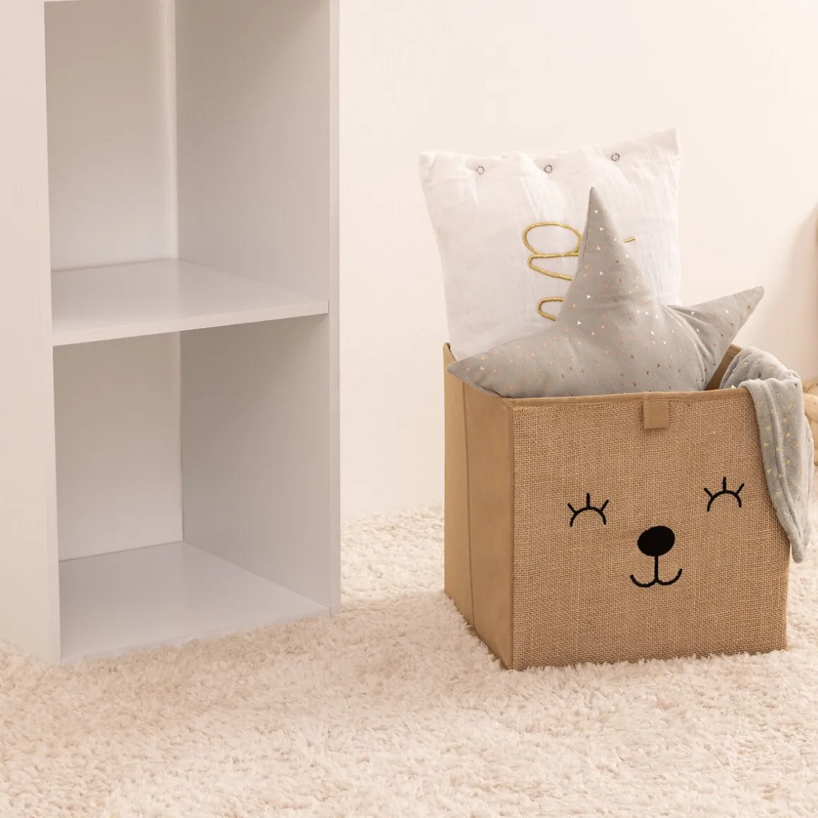 Cubo de arrumação urso castanho 29x29cm