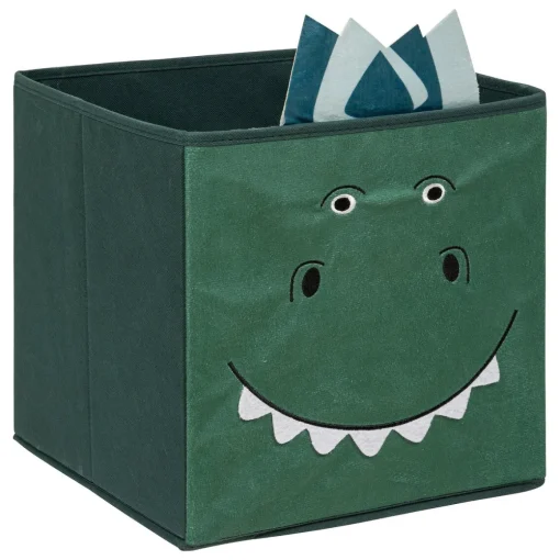 Cubo de arrumação verde floresta dino