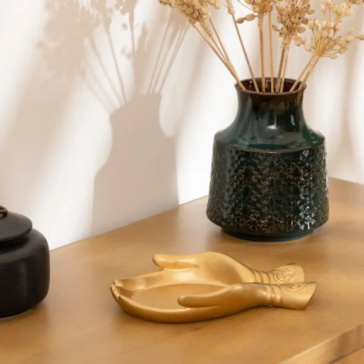 Despeja bolsos JIL dourado em forma de mãos