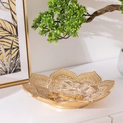 Despeja bolsos OASIS dourado em poliresina 29,5cm