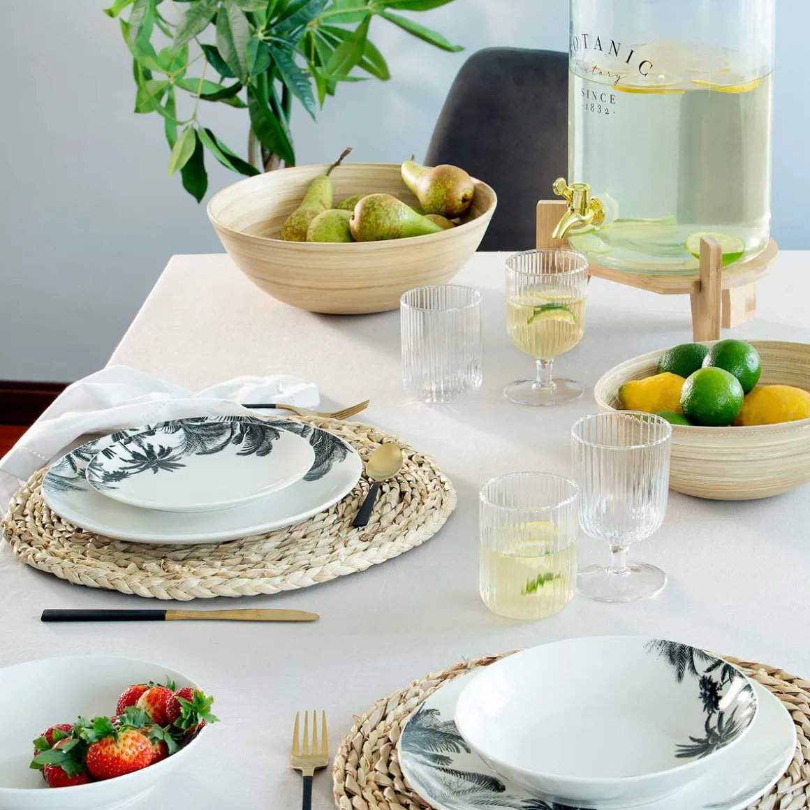 Distribuidor para líquidos botânica em vidro e bambu 8l