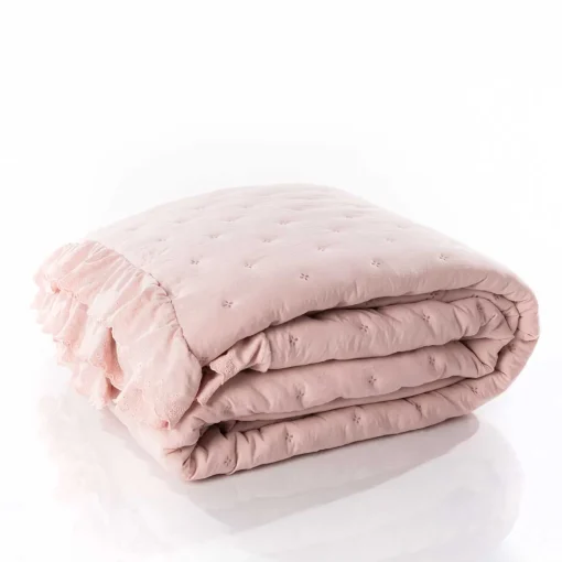 Edredão AMALFI rosa com renda 250x260cm