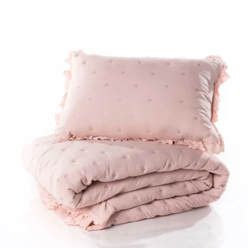 Edredão AMALFI rosa com renda 250x260cm
