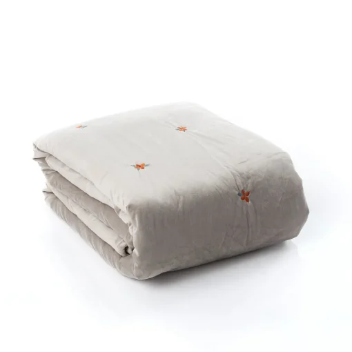 Edredão AUTOMNE bordado veludo bege 220x240cm