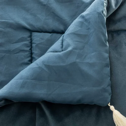 Edredão fundo de cama azul veludo 80x180cm