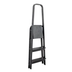 Escadote preto com 3 degraus em alumínio 130cm