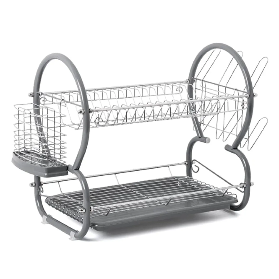 Escorredor de loiça com 2 níveis cinza