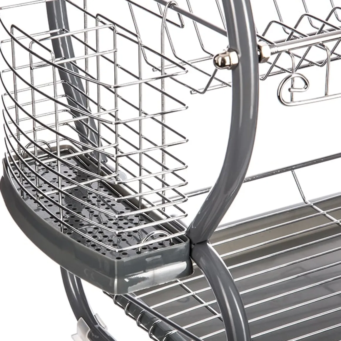 Escorredor de loiça com 2 níveis cinza