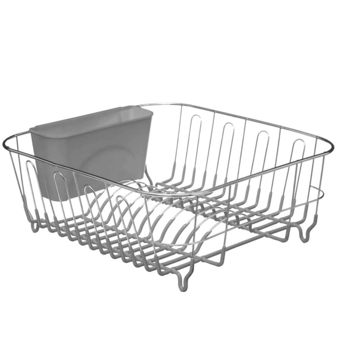 Escorredor de loiça em metal com suporte para talheres