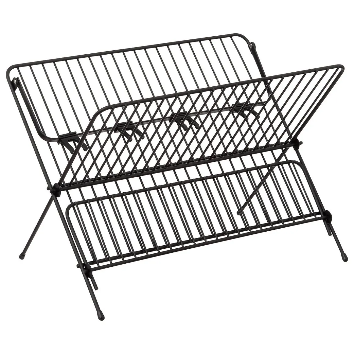 Escorredor de loiça preto em metal com 2 níveis