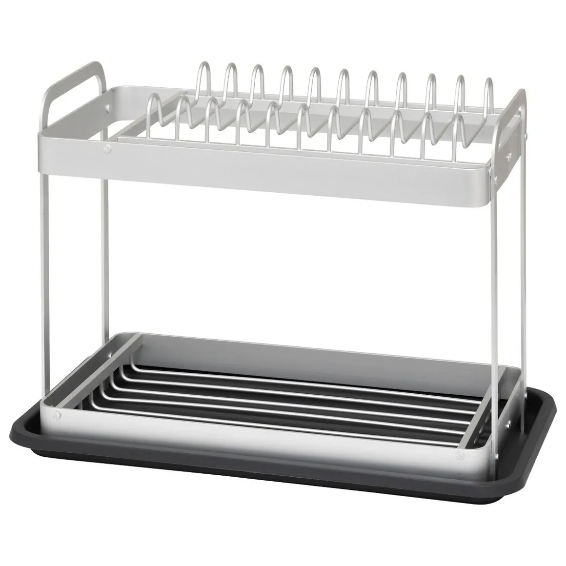 Escorredor de Louça com 2 níveis cinza em alumínio