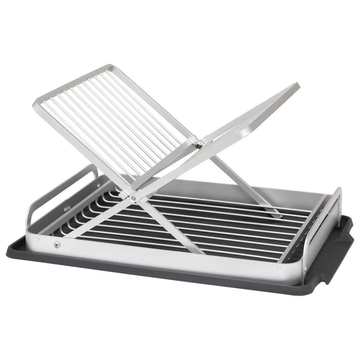 Escorredor louça dobrável cinza em alumínio