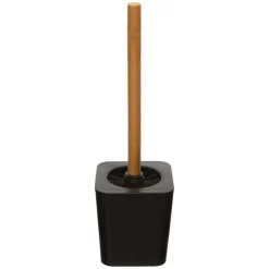 Escova wc bambu com suporte preto