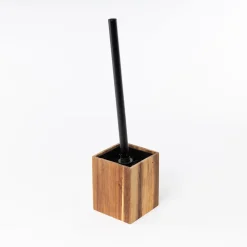 Escova wc castanha em madeira acácia